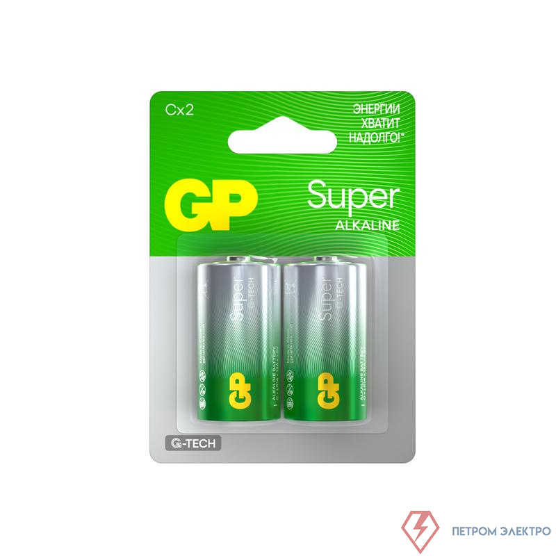 Элемент питания алкалиновый C/LR14 1.5В Super Alkaline G-Tech 14AA21-2CRSBC2 20/160 (блист.2шт) GP 1226