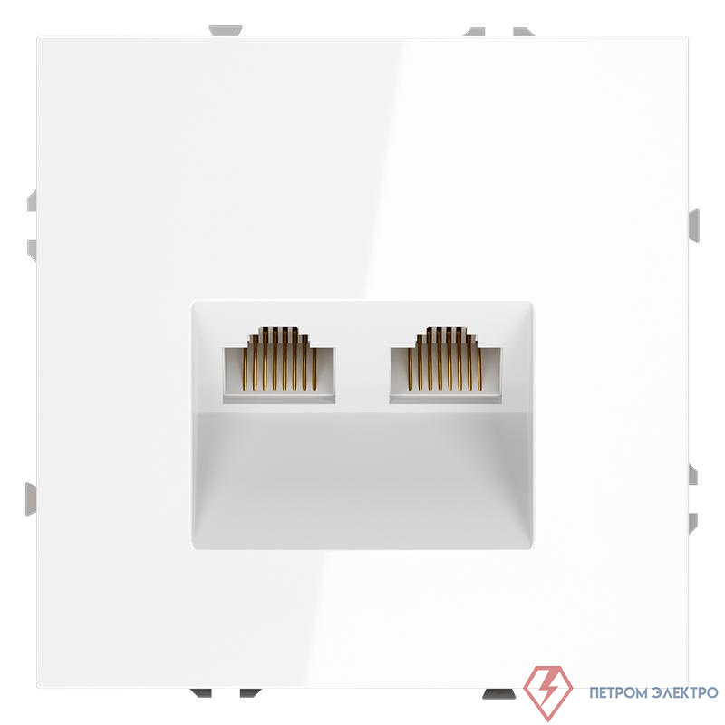 Розетка компьютерная 2-м СП S70 RJ45 + RJ45 кат.6 механизм бел. глянцевый Voltum VLS060201
