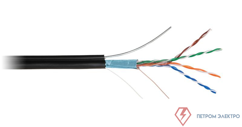 Кабель витая пара F/UTP кат.5E 4х2х24AWG solid PE OUTDOOR черн. (уп.305м) NETLAN EC-UF004-5E-PE-SW-BK