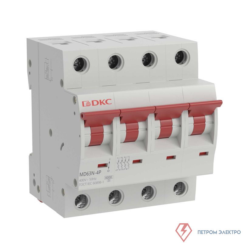 Выключатель автоматический модульный 4п C 63А 6кА MD63N YON MD63N-4PC63