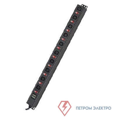 Блок распределения питания вертикальный для 19дюйм шкафов 10А 10хС13 защита от перегрузки индикатор тока вх. разъем С1 DKC R519IEC10SWCD