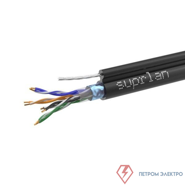 Кабель витая пара F/UTP кат.5E 4х2х24AWG solid Cu PE Out. T-FG8 Median трос 305м (м) SUPRLAN 01-1035-1