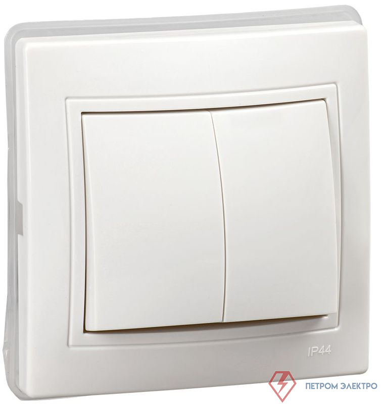 Выключатель 2-кл. СП Кварта ВС10-2-0-КБ-44 10А IP44 бел. GENERICA KV-V20-10-44-K01