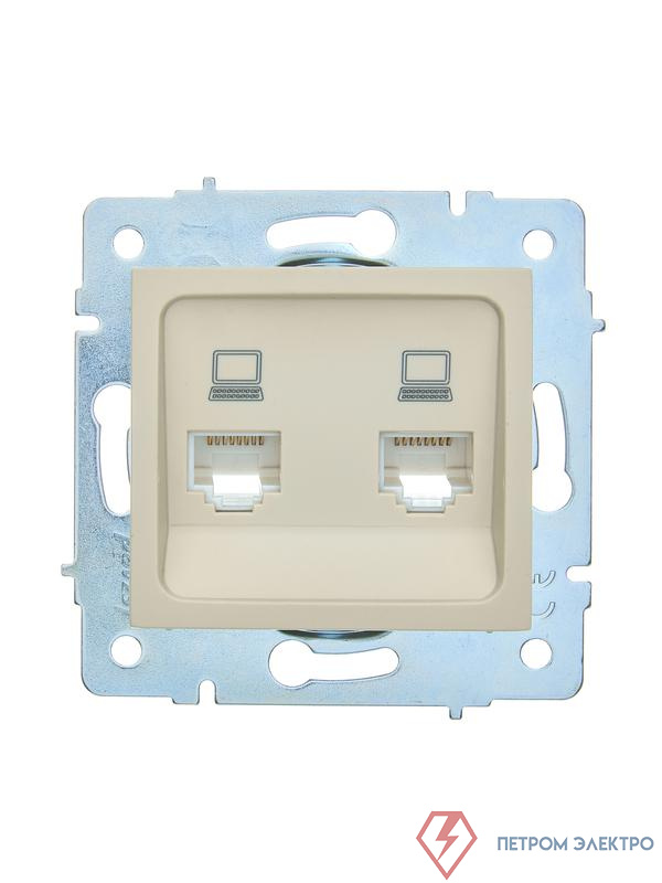 Розетка компьютерная 2-м СП ASTI IP20 RJ45 механизм крем. LEZARD 7081-0388-141