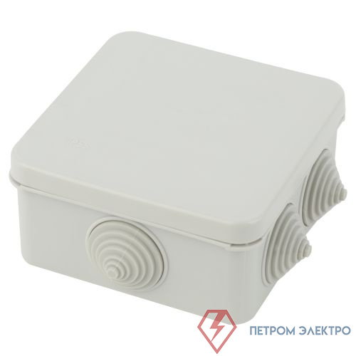 Коробка распаячная KKORz-100-100-50-6gv открытой установки КОР 100х100х50мм защелк. крышка 6 вставл. сальника IP55 ЭРА Б0055757