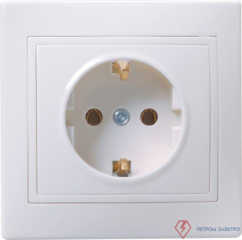 Розетка 1-м СП Кварта РС10-3-КБ 16А IP20 с заземл. без защ. шторок бел. GENERICA ERK14-K01-16-DM