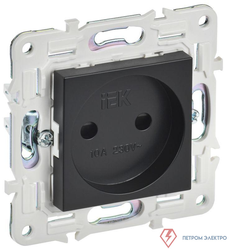 Розетка SKANDY 10А без заземл. защ. штроки SK-R01Bl черн. IEK SK-R13-10-K02