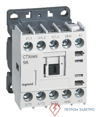 Мини-контактор CTX3 3п 9А кат. 24В DC 1НО Leg 417021