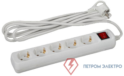 Удлинитель 5х5м с заземл. 16А IP20 U-5es-5m-3х1 ПВС 3х1 с выкл. Эра Б0028383