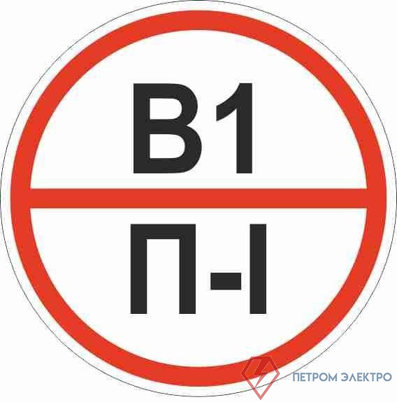 Знак "Категории помещения по взрывопожарной и пожарной опасности В1 П-I" 200х200мм пластик EKF pn-b1-p-l
