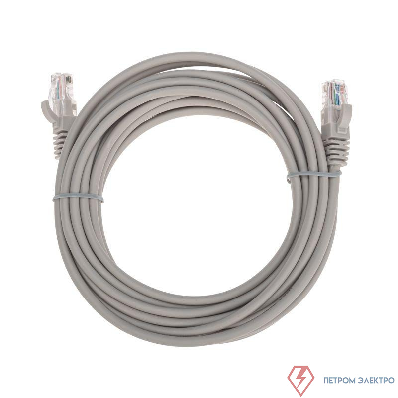 Патч-корд U/UTP CAT 5e RJ45-RJ45 26AWG LSZH сер. 5м Rexant 02-0100-5