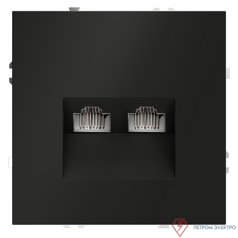 Розетка компьютерная 2-м СП S70 RJ45 + RJ45 кат.6 механизм черн. матов. Voltum VLS060208
