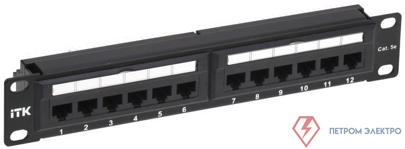 Патч-панель 10дюйм 1U кат.5E UTP 12 портов Dual IDC ITK PP12-1UC5EU-D05-10