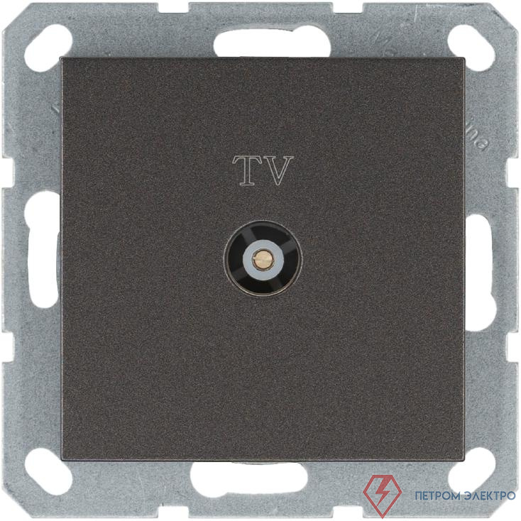 Розетка телевизионная проходная TV Ф9.5мм механизм мокко Jasmart G6002Z