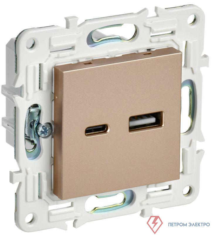 Розетка USB A+C 3.1А SKANDY SK-R14Sa песочн. IEK SK-U22-D31-K98