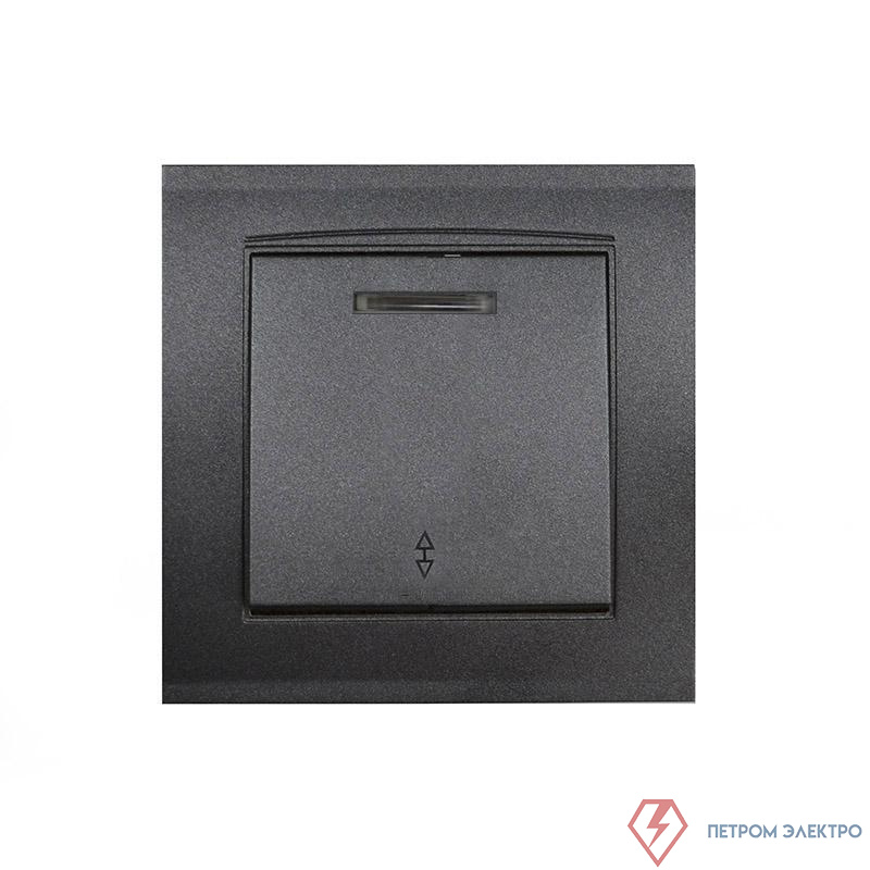 Переключатель проходной 1-кл. СП Бриллиант 10А IP20 с подсветкой в сборе графит Universal 7947380
