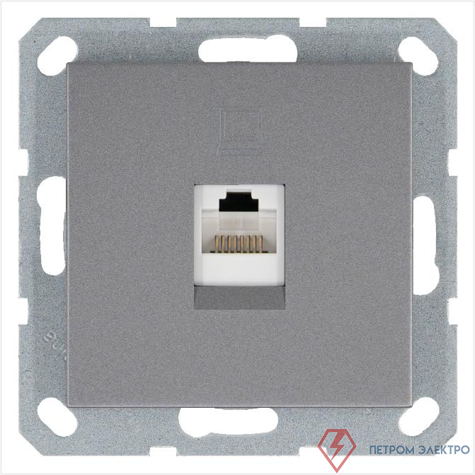 Розетка компьютерная 1-м RJ45 IP20 кат. 5E механизм алюм. Jasmart G6105S