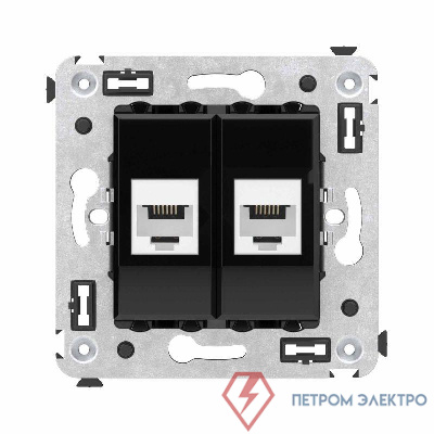 Розетка телефонная 2-м СП Avanti "Черный квадрат" RJ12 без шторок механизм DKC 4402614