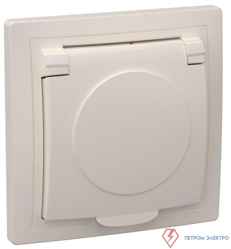 Розетка 1-м СП Кварта РСб10-3-ККм 16А IP20 с заземл. с крышкой крем. GENERICA ERK15-K33-16-DM