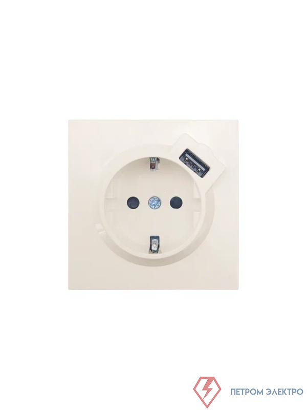 Розетка 1-м СП ZIMA IP20 + USB с заземл. механизм сл. кость LEZARD 704-9088-181