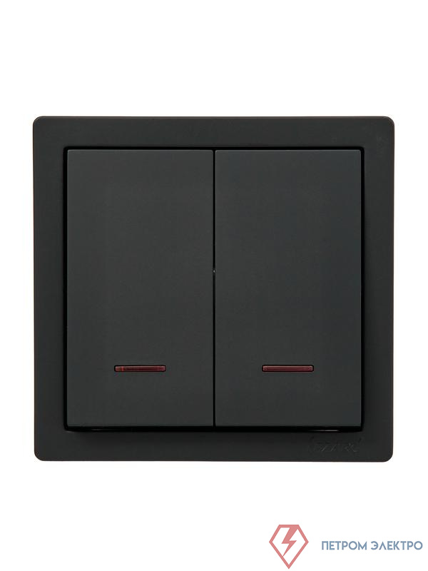 Выключатель 2-кл. ОП LETO с индикацией черн. бархат LEZARD 752-4200-112