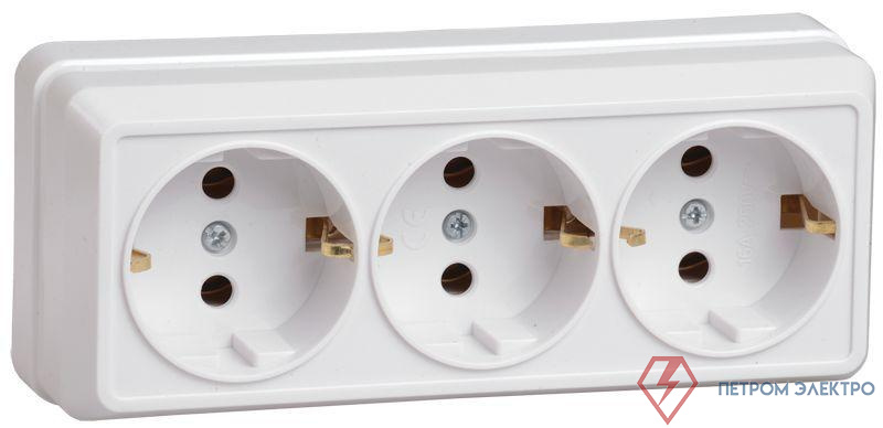 Розетка 3-м ОП Октава РС23-3-ОБ 16А IP20 с заземл. бел. GENERICA ERO31-K01-16-DC
