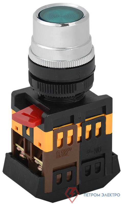 Кнопка ABLF-22 d22мм 1НО+1НЗ 240В неон зел. GENERICA BBT10-ABLF-K06