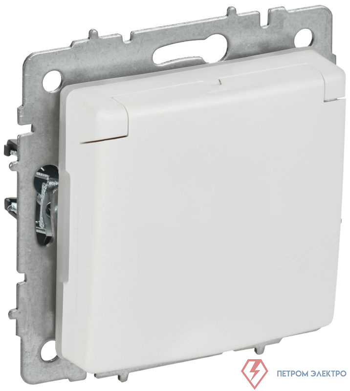 Розетка BRITE РСбш10-3-44-БрАБ 16А IP44 с заземл. защ. шторки с крышкой механизм арктич. бел. IEK BR-R16-16-44-K91