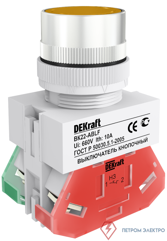 Выключатель кнопочный с фикс. ABF 22мм 220В ВК-22 желт. SchE 25125DEK