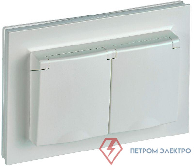 Розетка 2-м СП BRITE РСбш12-3-44-БрЖ 16А в сборе IP44 с крышкой жемчуж. IEK BR-R26-16-44-K36-F