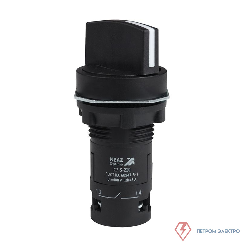 Переключатель 2 положения OptiSignal Compact D22 С7-S-210 черн. 1НО XB7ND21 КЭАЗ 362133