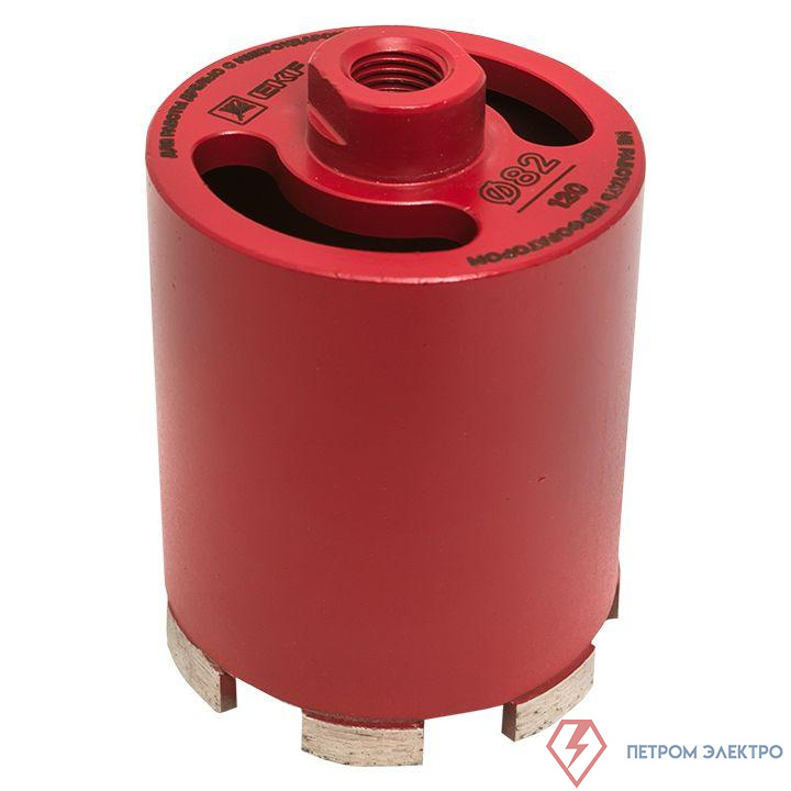 Коронка алмазная (верхнее пылеудаление) DCH-82/120MHS (120мм) Micro Hit Laser M16 Professional EKF dch-82-120-mhs-m16