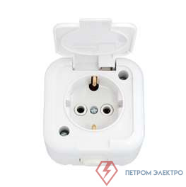 Розетка 1-м ОП 16А IP54 с заземл. с крышкой бел. Bylectrica РА16-214