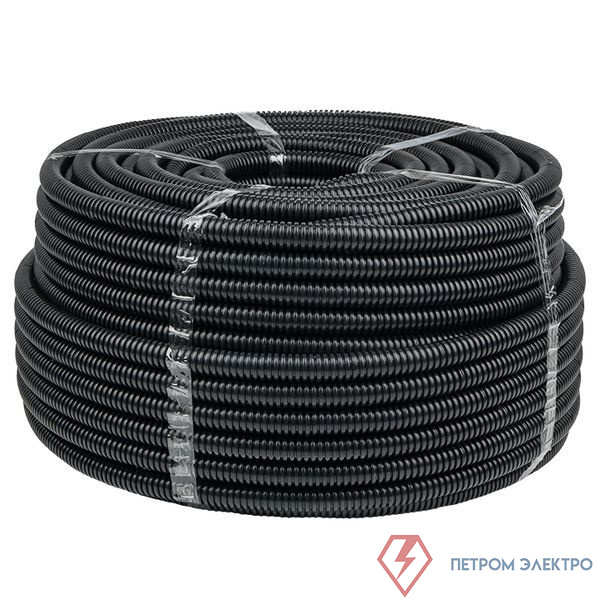 Труба гофрированная d20мм с протяжкой безгалоген. трудногорючая (FRHF) черн. (уп.100м) Plast EKF FRHF-20