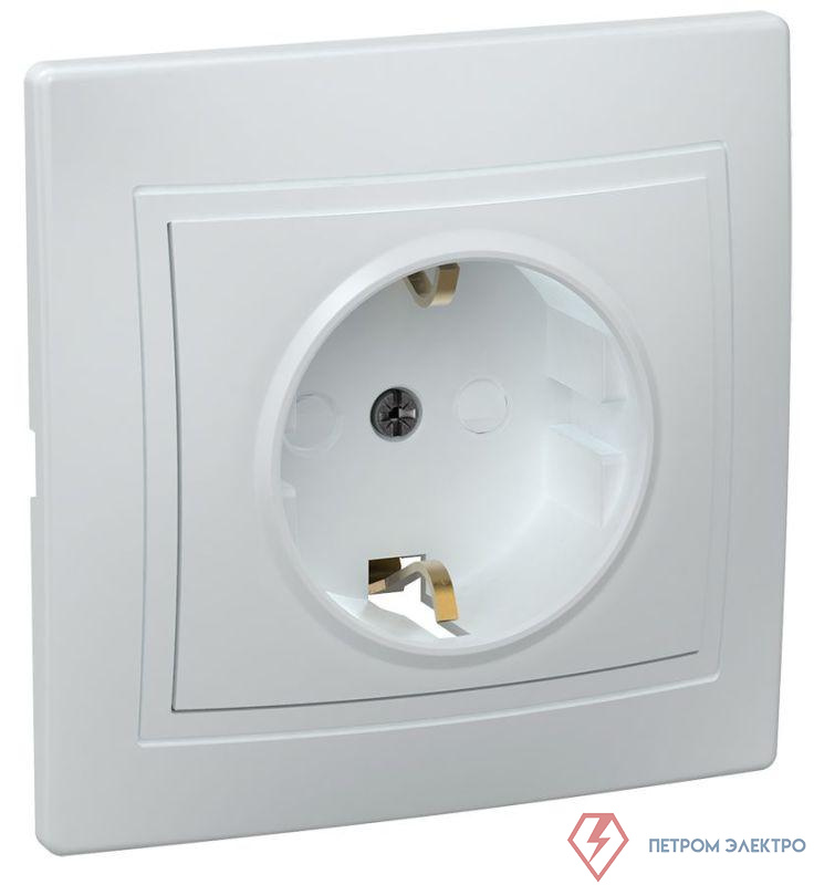 Розетка 1-м СП Кварта РСш10-3-КБ 16А IP20 с заземл. защ. шторки керамика бел. GENERICA ERK14-K01-16-K