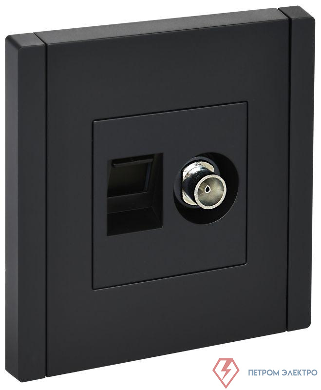 Розетка 2-м TV+RJ45 кат.5E FORTE&PIANO FP136 черн. IEK FP-AK20-1-K02
