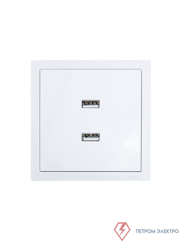 Розетка 2-м СП ZIMA IP20 USB механизм бел. LEZARD 704-0288-192