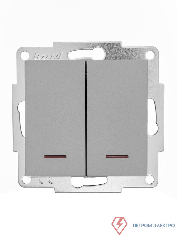 Выключатель 2-кл. 1п СП Vesna 10А IP20 с индикацией механизм платина LEZARD 742-3588-112