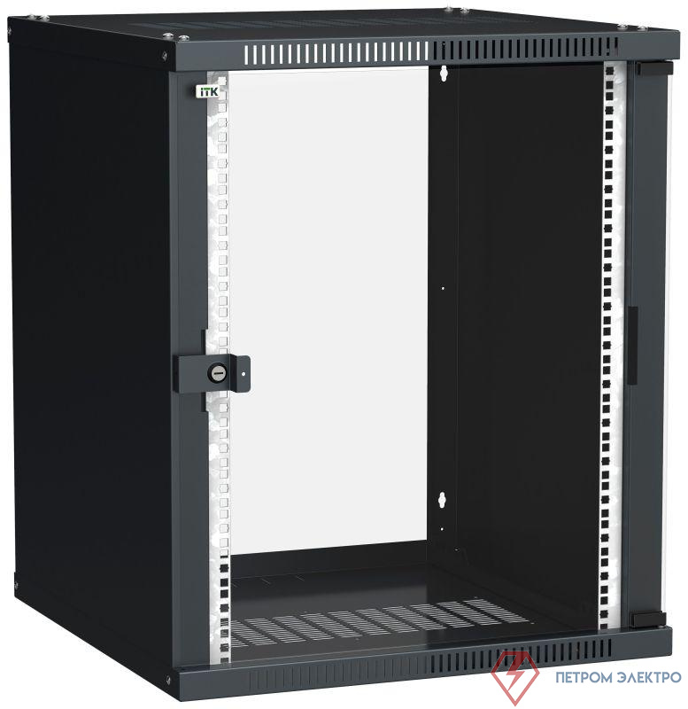Шкаф LINEA WE 15U 600x650мм дверь стекло черн. ITK LWE5-15U67-GF