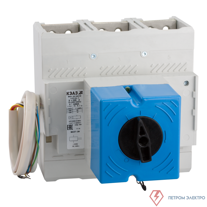 Выключатель автоматический 3п 500А 5000Im 40кА ВА51-39-344730 УХЛ3 690В AC НР=230В AC/220В DC ПЭ230AC КЭАЗ 221104
