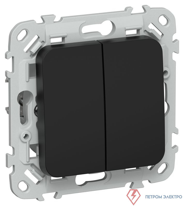 Выключатель 2-кл. СП FLITE ВС12-1-0-ФлЧ 10А механизм черн. IEK FI-V20-0-10-1-K02