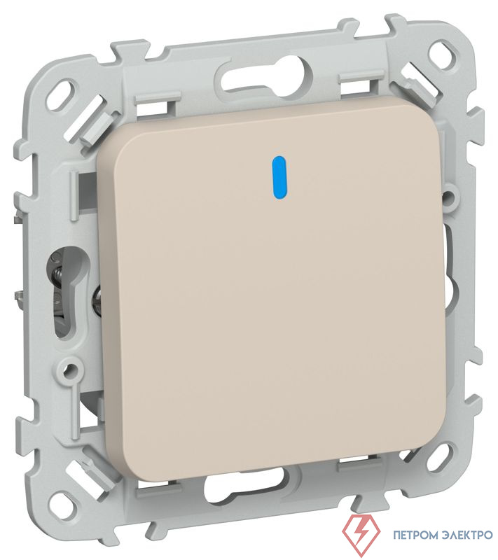 Выключатель проходной 1-кл. СП FLITE ВС61-1-1-ФлЛ 10А с индикацией механизм льняной IEK FI-V12-1-10-1-K88