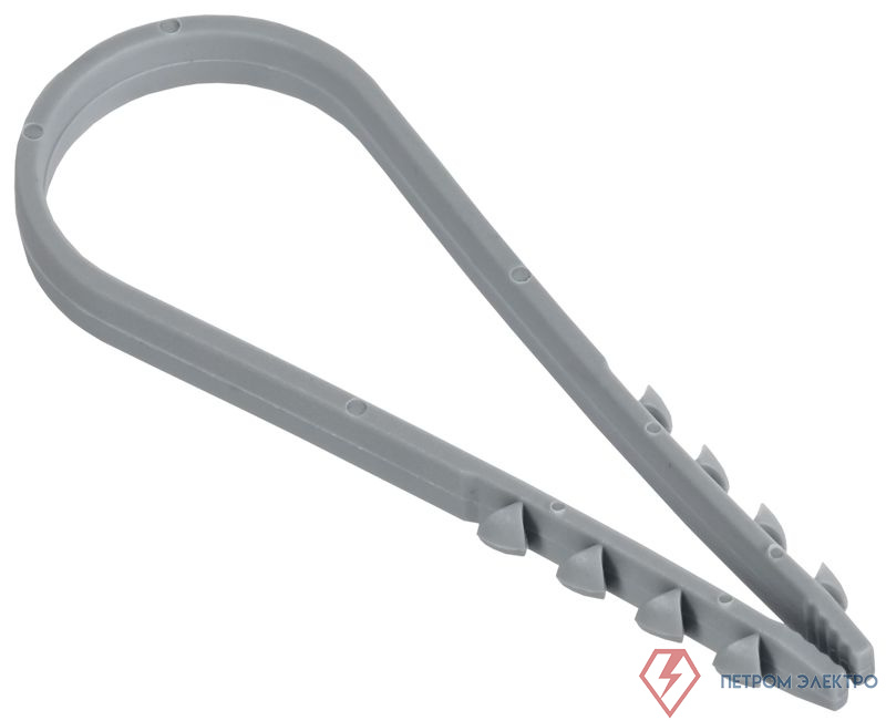 Дюбель-хомут 19х25мм для круглого кабеля нейлон сер. (уп.100шт) GENERICA UDH13-19-25-100-K03-G