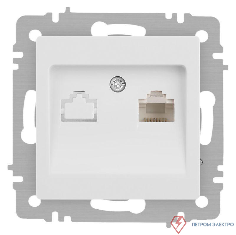 Розетка Accent 6-303-01М информационная RJ45 IP20 СУ бел. матов. Intro Б0063625