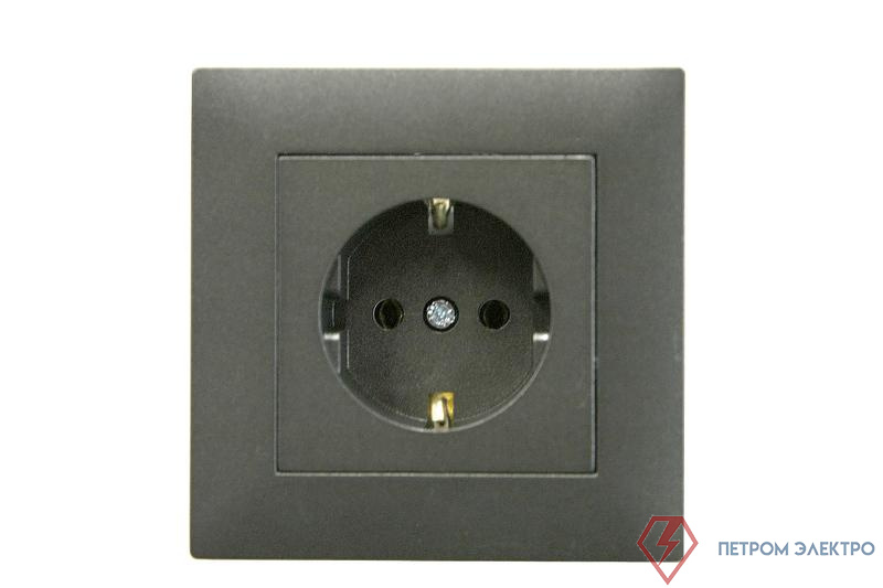 Розетка 1-м Karea RIZZ STAR с заземл. дым. металлик Makel 88050028