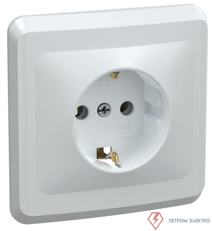 Розетка 1-м СП Вега РС10-3-ВБ с заземл. контактом без защ. штор 16А бел. GENERICA ERV11-K01-16-DM