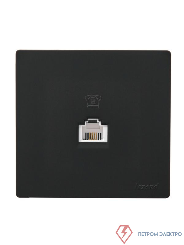 Розетка телефонная 1-м ОП LETO черн. бархат LEZARD 752-4200-137