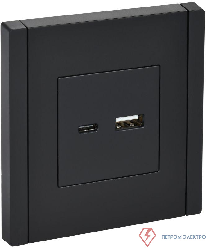 Розетка USB A+C 18Вт FORTE&PIANO FP151 черн. IEK FP-U22-018-K02