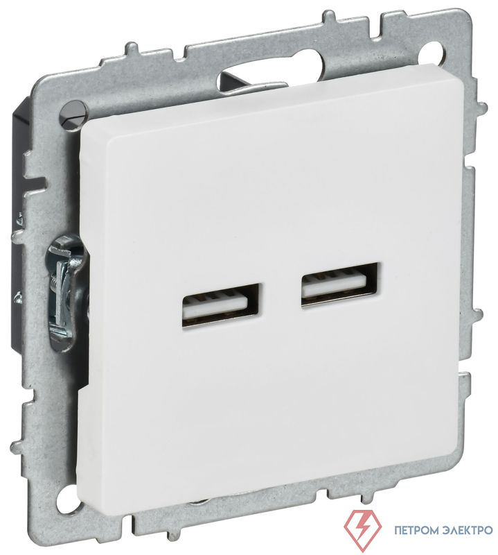 Розетка BRITE РЮ10-1-БрАБ USB A+A 3.1А механизм арктич. бел. IEK BR-U21-D31-K91