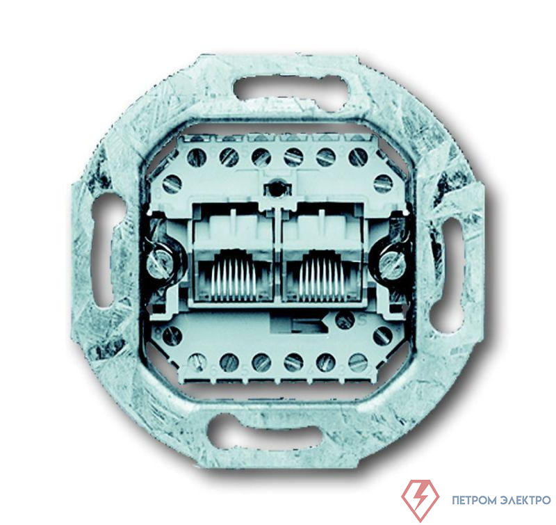 Розетка компьютерная + телефонная 2-м RJ11/12 + RJ45 ISDN кат.3 8/8п раздельно механизм ABB 2CKA000230A0243